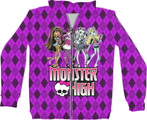 Худи на молнии 3D Унисекс - Monster High (8) - Mfest