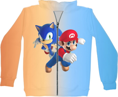 Unisex Zip-through Hoodie 3D - Mario x Sonic - Mfest