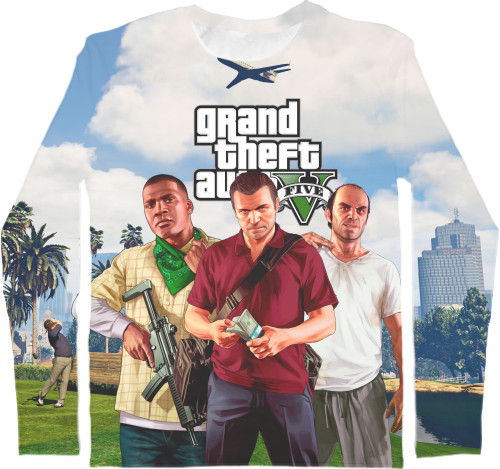 Men's Longsleeve Shirt 3D - gta v (1) - Mfest