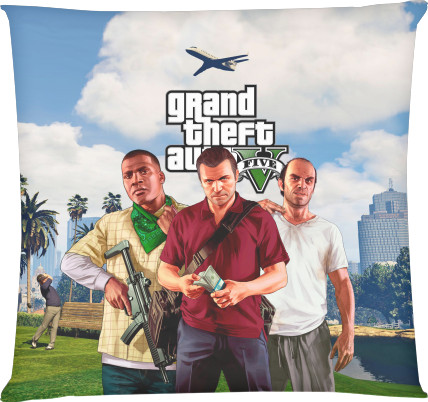 GTA - Square Throw Pillow - gta v (1) - Mfest