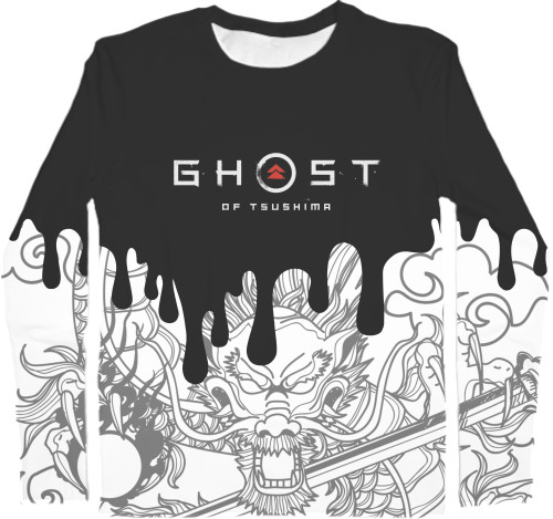 Kids' Longsleeve Shirt 3D - Ghost of Tsushima 1 - Mfest