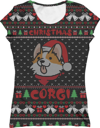 Футболка 3D Жіноча - Christmas Corgi - Mfest