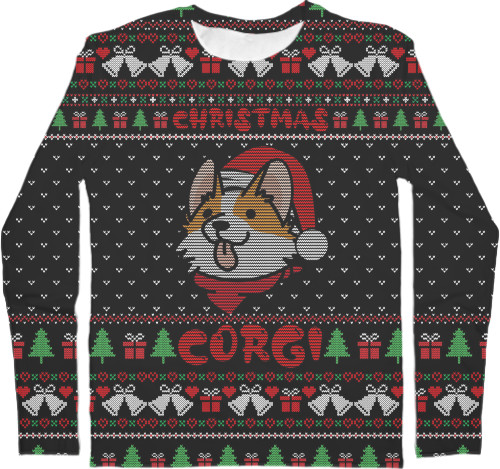 Kids' Longsleeve Shirt 3D - Christmas Corgi - Mfest