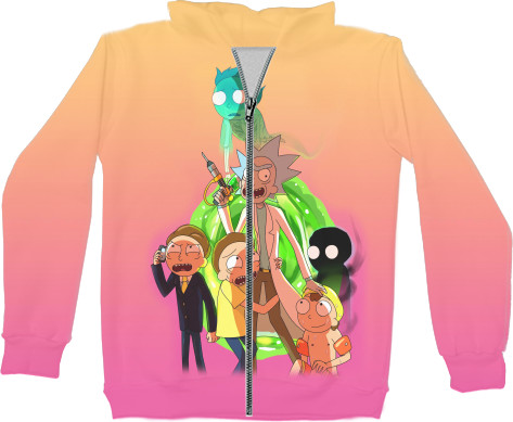 Kids' Zip-through Hoodie 3D - Rick and Morty (Loads of Mortys) - Mfest