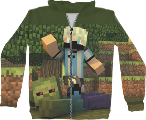 Unisex Zip-through Hoodie 3D - Minecraft (6) - Mfest