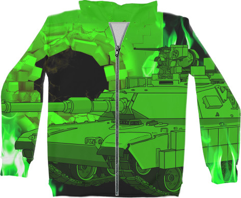 World of Tanks - Unisex Zip-through Hoodie 3D - Abrams Fire - Mfest