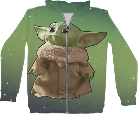 Kids' Zip-through Hoodie 3D - Baby Yoda 4 - Mfest