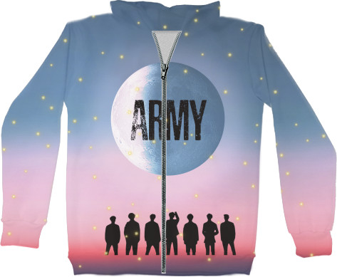 Unisex Zip-through Hoodie 3D - Army BTS - Mfest