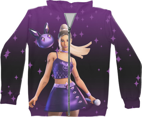 Kids' Zip-through Hoodie 3D - ARIANA GRANDE FORTNITE 2 - Mfest