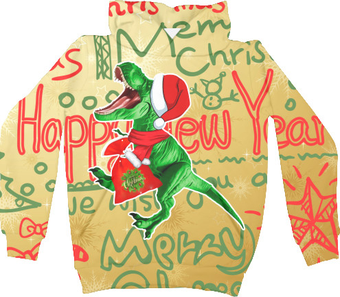 Kids' Hoodie 3D - christmas dinosaur - Mfest