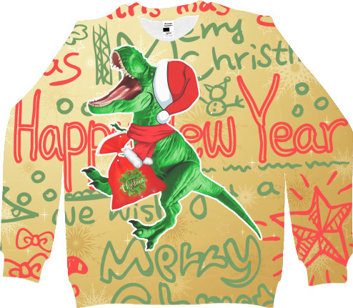 Women's Sweatshirt 3D - christmas dinosaur - Mfest