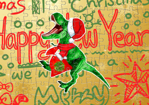 НОВЫЙ ГОД - Puzzle - christmas dinosaur - Mfest