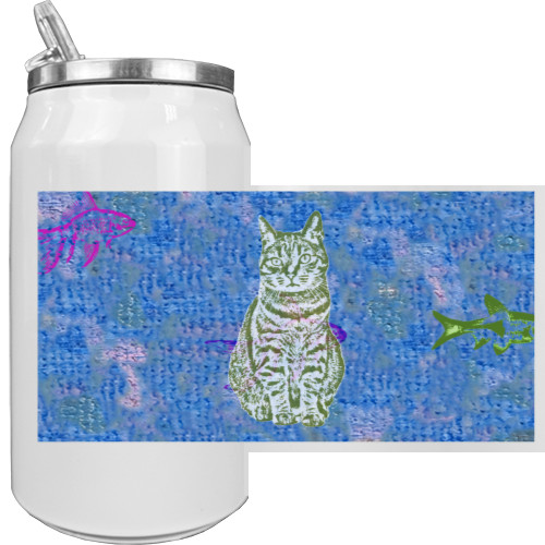 Aluminum Can - cat with fish - Mfest