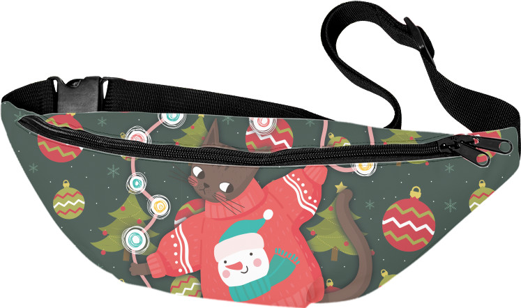 Fanny Pack 3D - Новогодний  котик - Mfest