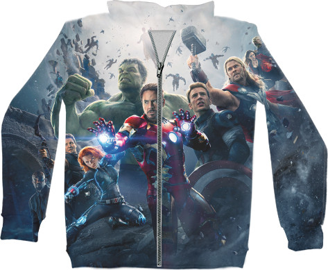 Kids' Zip-through Hoodie 3D - Captain-America-1 - Mfest