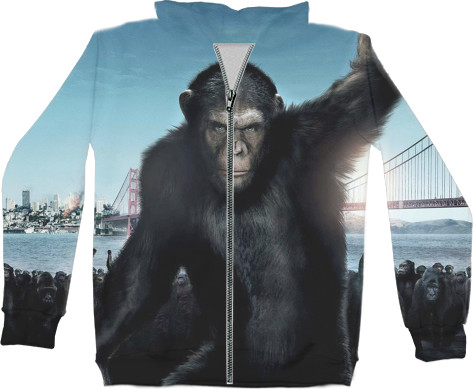 Kids' Zip-through Hoodie 3D - Planet-Of-The-Apes-2 - Mfest