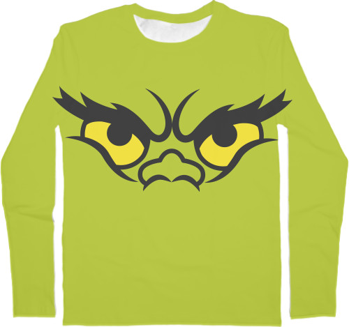 Men's Longsleeve Shirt 3D - Face of Grinch - Mfest