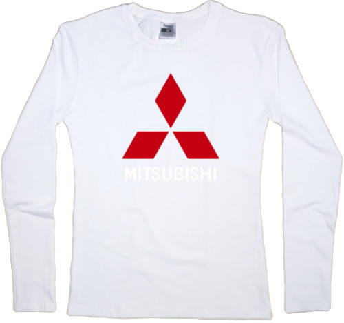 Футболка з Довгим Рукавом Жіноча - Mitsubishi Logo White - Mfest