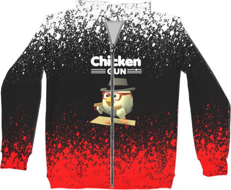 Unisex Zip-through Hoodie 3D - Chicken Gun 11 - Mfest