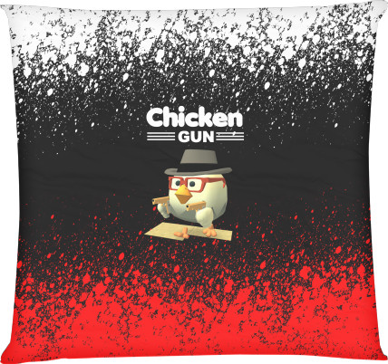 Square Throw Pillow - Chicken Gun 11 - Mfest