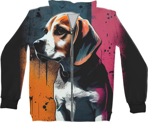 Unisex Zip-through Hoodie 3D - Beagle 2 - Mfest