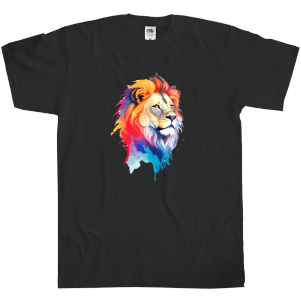 Men's T-Shirt Fruit of the loom - Colorful art illustration - lion head - Mfest