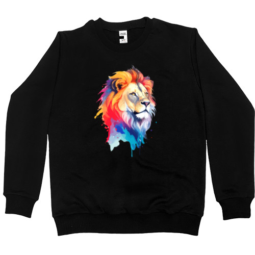 Men’s Premium Sweatshirt - Colorful art illustration - lion head - Mfest