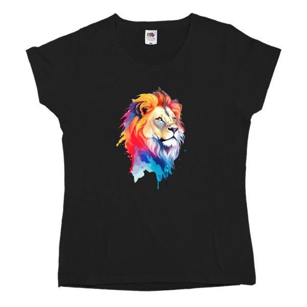 Футболка Класика Жіноча Fruit of the loom - Colorful art illustration - lion head - Mfest