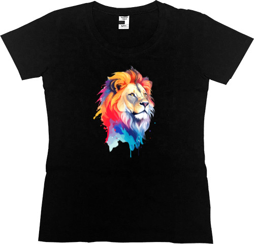 Women's Premium T-Shirt - Colorful art illustration - lion head - Mfest