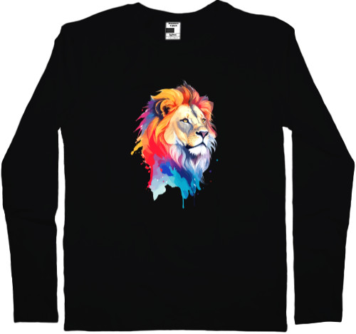 Men's Longsleeve Shirt - Colorful art illustration - lion head - Mfest