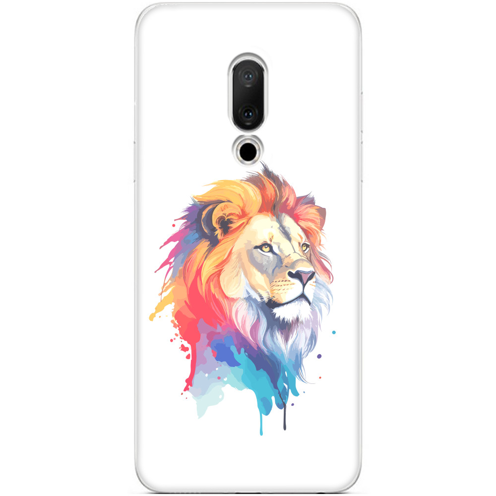 Чехол Meizu - Colorful art illustration - lion head - Mfest