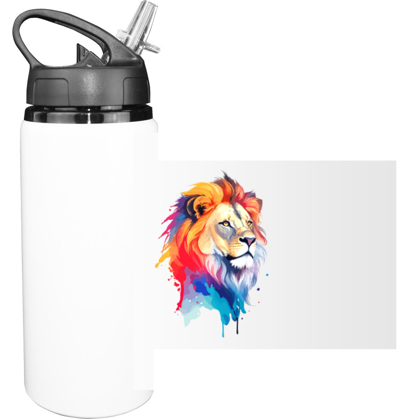 Sport Water Bottle - Colorful art illustration - lion head - Mfest