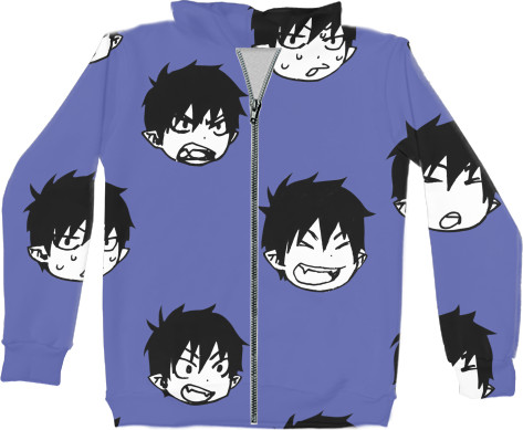 Kids' Zip-through Hoodie 3D - Blue Exorcist - Mfest