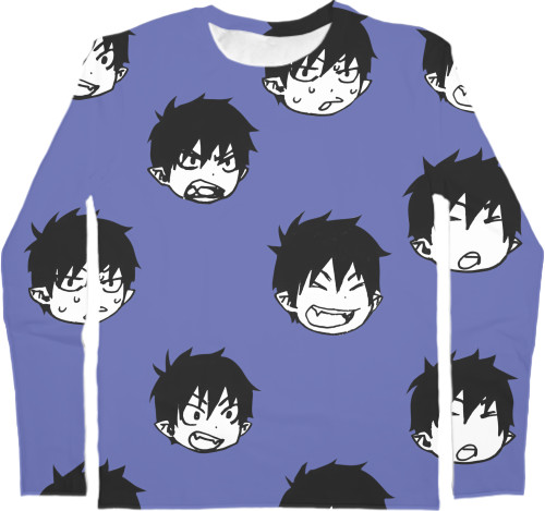 Men's Longsleeve Shirt 3D - Blue Exorcist - Mfest