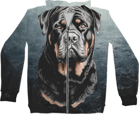 Unisex Zip-through Hoodie 3D - Rottweiler 9 - Mfest