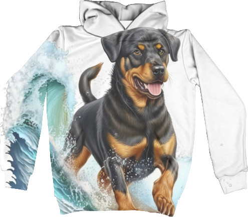 Kids' Hoodie 3D - Rottweiler in the wind - Mfest