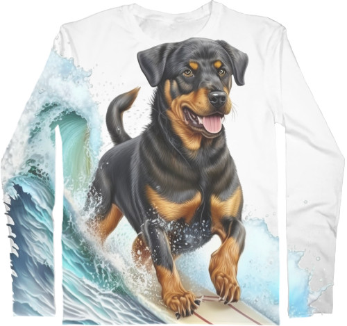 Kids' Longsleeve Shirt 3D - Rottweiler in the wind - Mfest