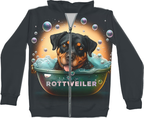 Kids' Zip-through Hoodie 3D - Rottweiler 12 - Mfest