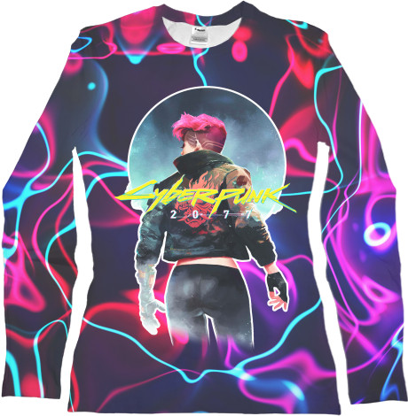 Women's Longsleeve Shirt 3D - Cyberpunk 2077 Girl 4 - Mfest