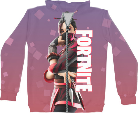 Kids' Zip-through Hoodie 3D - Red Jade Fortnite - Mfest