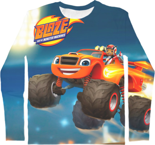 Men's Longsleeve Shirt 3D - Blaze and Wonder Machines 5 - Mfest