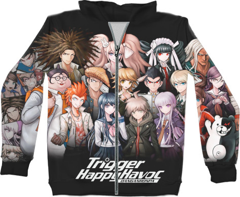 Unisex Zip-through Hoodie 3D - SCHOOL OF DESPAIR (MONOKUMA) 8 - Mfest