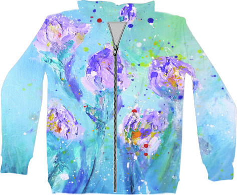 Unisex Zip-through Hoodie 3D - crocuses - Mfest