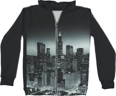 Kids' Zip-through Hoodie 3D - Chicago - Mfest