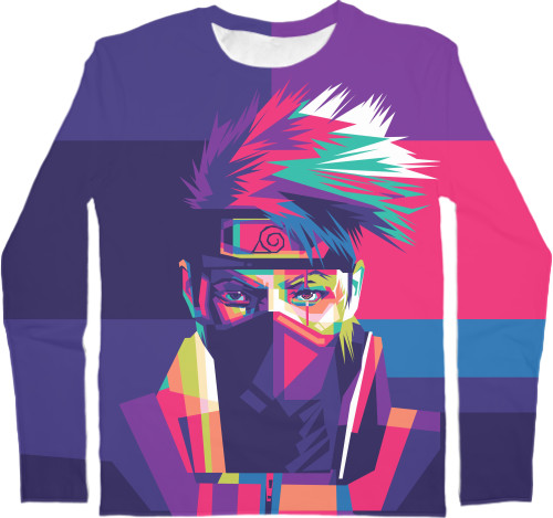 Men's Longsleeve Shirt 3D - kakashi face neon - Mfest