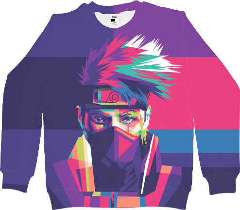 Kids' Sweatshirt 3D - kakashi face neon - Mfest