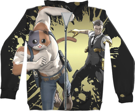 Unisex Zip-through Hoodie 3D - fortnite midas and meowscles - Mfest