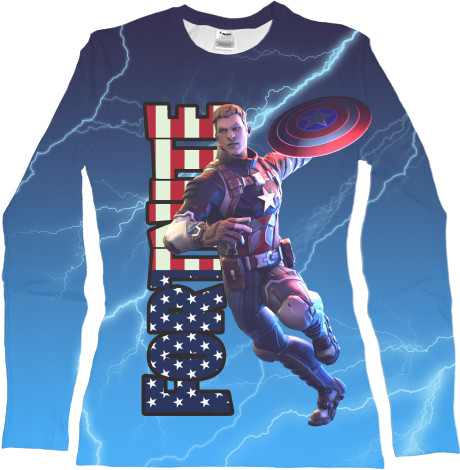 Fortnite - Longsleeve 3D Female - fortnite captain america - Mfest