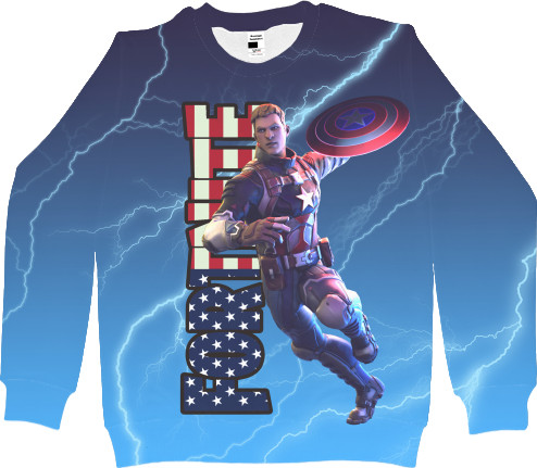 Kids' Sweatshirt 3D - fortnite captain america - Mfest