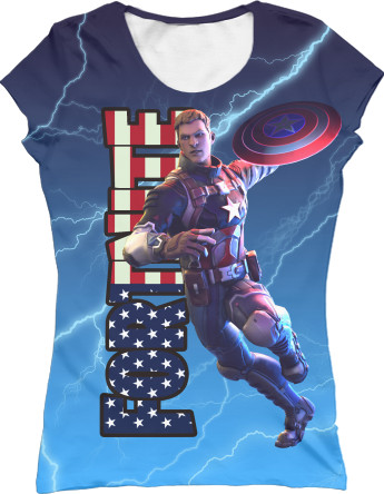 Women's T-Shirt 3D - fortnite captain america - Mfest